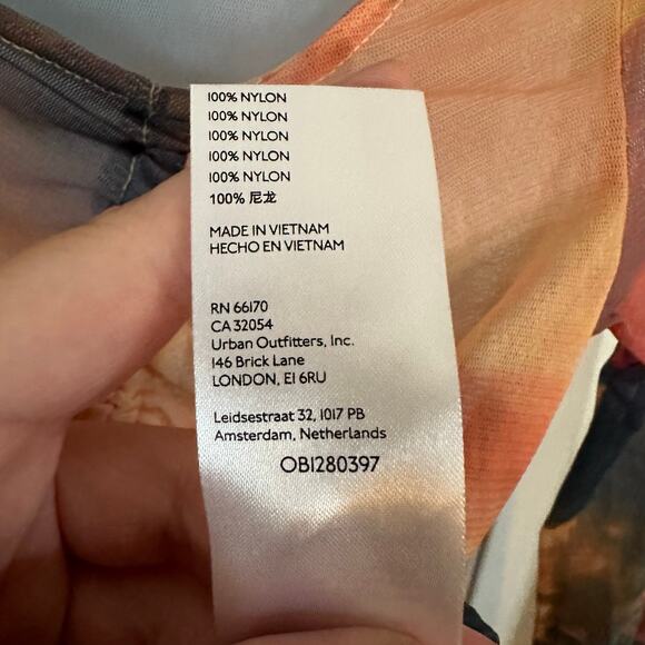 Urban Outfitters Shona Cinched Mesh Top Long Sleeve Multicolor Size Small - Picture 7 of 7